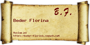Beder Florina névjegykártya